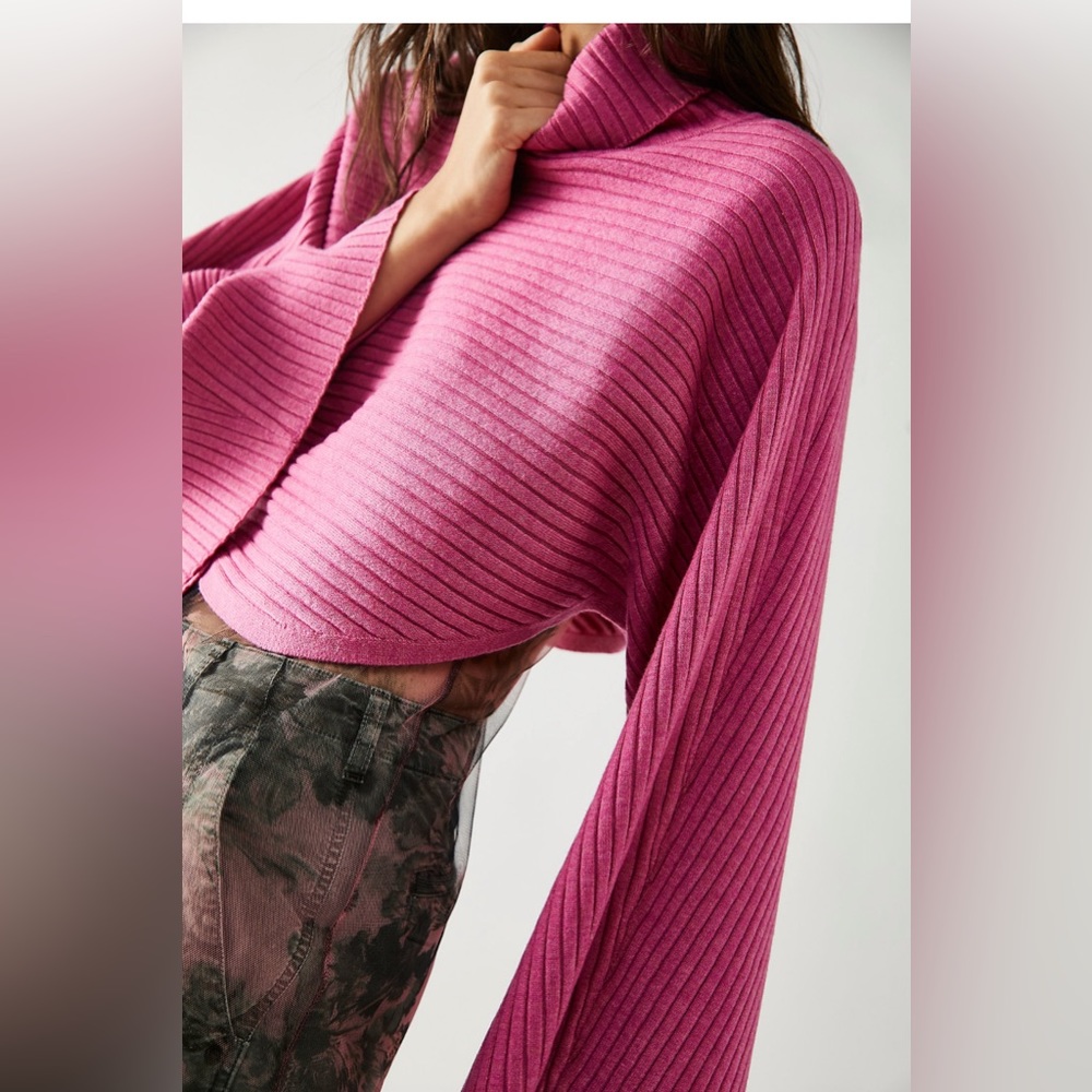 Free People Billie pink Mock Neck Sweater NWT